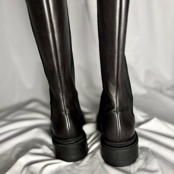 Poppy Barley Elevate Tall Chelsea Lug Sole Boots Black Leather Size 8.5 - Picture 6 of 10